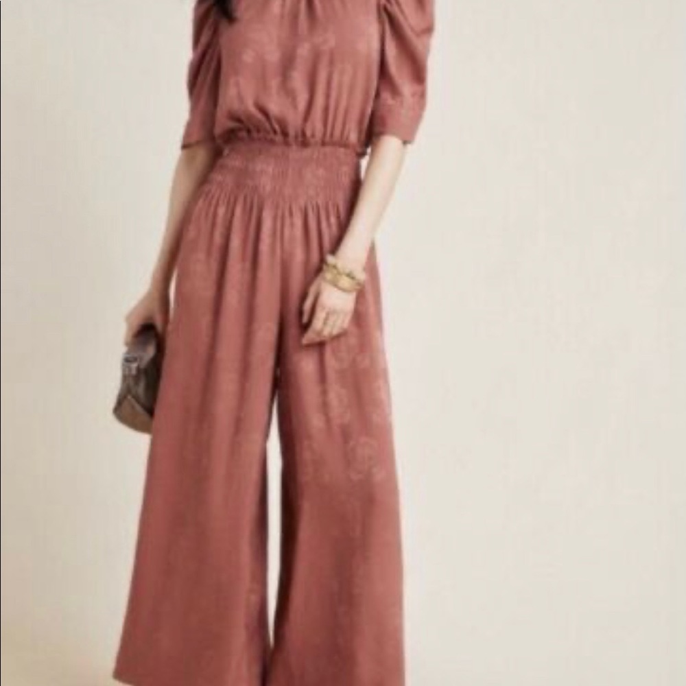 Anthropologie (Current Air) Wide Leg Mauve Jumpsuit - Size Small